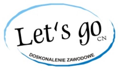 Logo CENTRUM NAUCZANIA &quot;LET&#039;S GO&quot; Nazwa skrócona CN &quot; LET&#039;S GO&quot; KACPRZAK MIROSŁAWA